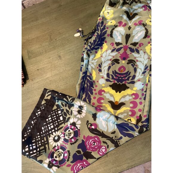 Zara Floral Patterned Womens Pants With Drawstring & Beaded Accents M - Picture 9 of 10